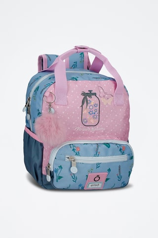 Sac à dos We Love Flowers - Rose et bleu pétrole