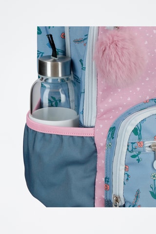 Sac à dos We Love Flowers - Rose et bleu pétrole