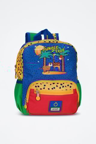 Sac à dos Jungle club - Bleu roi et jaune