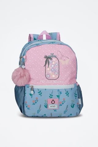 Sac à dos We Love Flowers - Rose et bleu pétrole