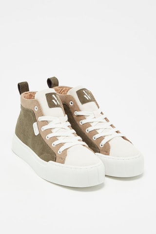 Baskets montantes Kaki et blanc