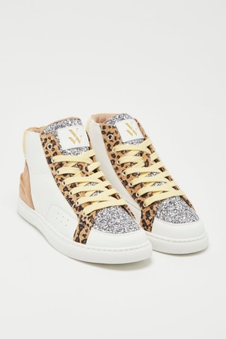 Baskets montantes Blanc et beige