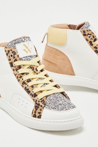 Baskets montantes Blanc et beige