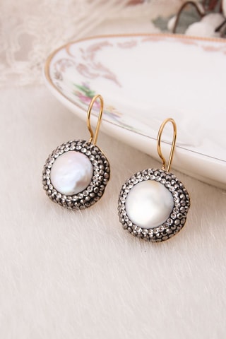 Boucles d'oreilles - Bronze doré  à l'or fin jaune et perles de culture