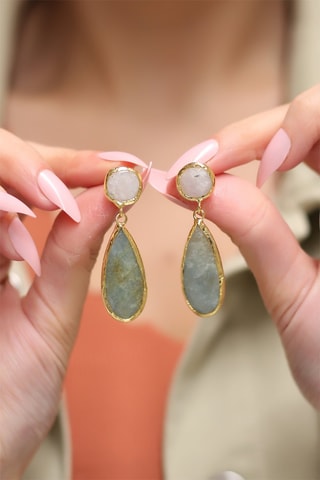 Boucles d'oreilles Aigues-marines et perles de culture