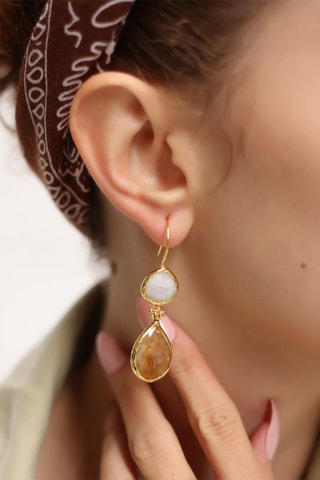 Boucles d'oreilles Perle de culture et citrines