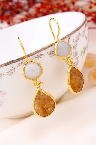 Boucles d'oreilles Perle de culture et citrines