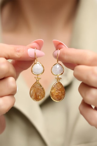 Boucles d'oreilles Perle de culture et citrines