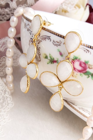 Boucles d'oreilles Bronze doré jaune et pierres de lune