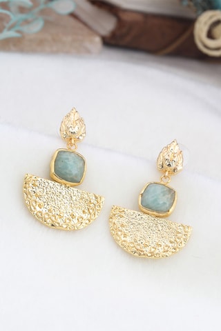 Boucles d'oreilles - Plaqué or jaune et amazonites