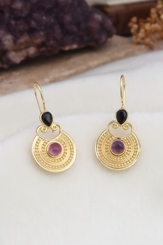 Boucles d’oreilles - Plaqué or jaune et améthyste