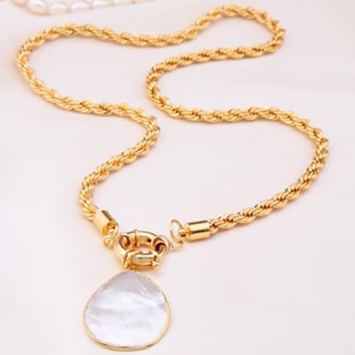Collier - Laiton plaqué or & perle
