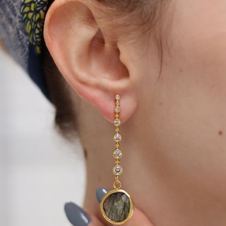 Boucles d'oreilles - Laiton plaqué or & Labradorite 