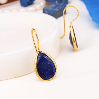 Boucles d'oreilles - Laiton plaqué or & labradorite 
