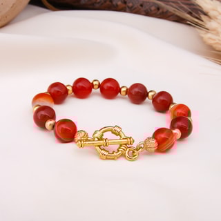 Bracelet - Laiton plaqué or & agate