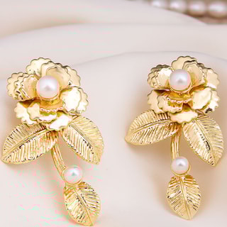 Boucles d'oreilles - Laiton plaqué or & perle