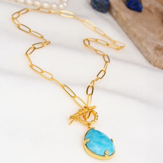 Collier - Laiton plaqué or & turquoise