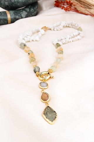 Collier - Préhnites, citrines et jaspes
