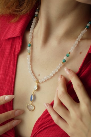 Collier - Quartz, pierres de lune et opales
