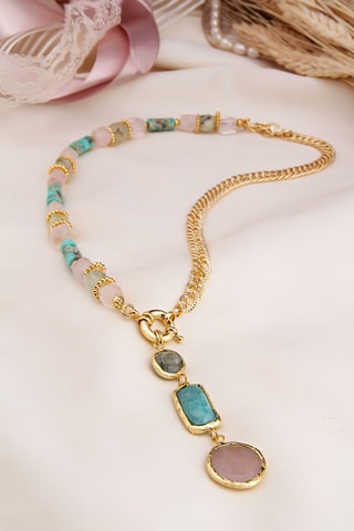 Collier - Quartz, préhnites et turquoises