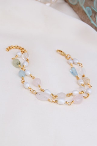 Bracelet - Citrines, quartz roses et prehnites