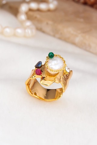 Bague - Perle de culture et zircons