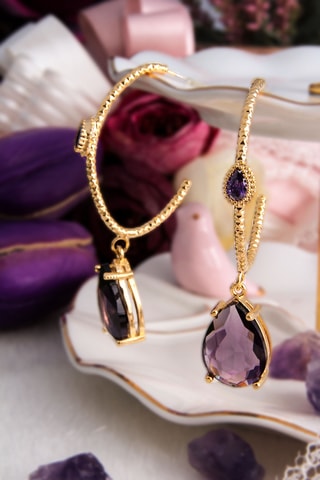 Boucles d'oreilles - Bronze doré à l'or fin et zircons