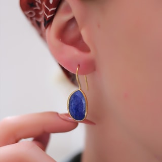 Boucles d'oreilles - Laiton plaqué or & lapis