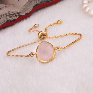 Bracelet - Laiton plaqué or & quartz 