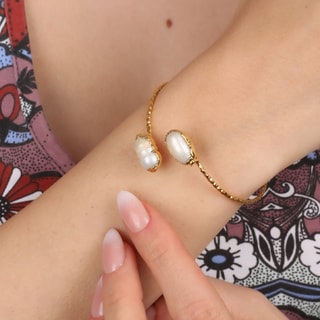 Bracelet - Laiton plaqué or & perles