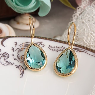 Boucles d'oreilles - Laiton plaqué or & œil de chat