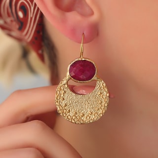 Boucles d'oreilles - Laiton plaqué or & agate