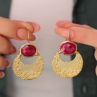 Boucles d'oreilles - Laiton plaqué or & agate
