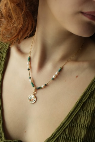 Collier - Turquoises africaines et perles de culture 