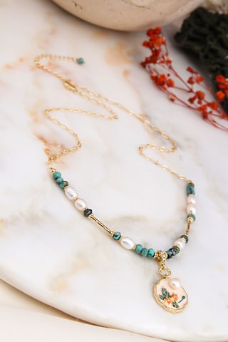 Collier - Turquoises africaines et perles de culture 