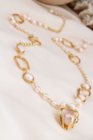 Collier - Plaqué or jaune et perles de culture