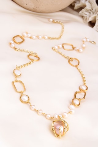 Collier - Plaqué or jaune et perles de culture