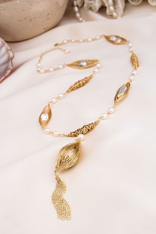 Collier - Plaqué or jaune et perles de culture