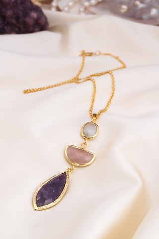 Collier - Améthyste, quartz et pierre de lune