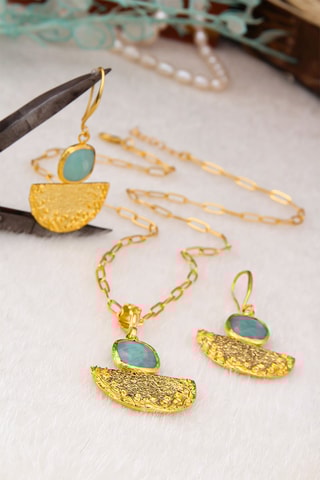 Parure Bronze doré jaune et amazonites