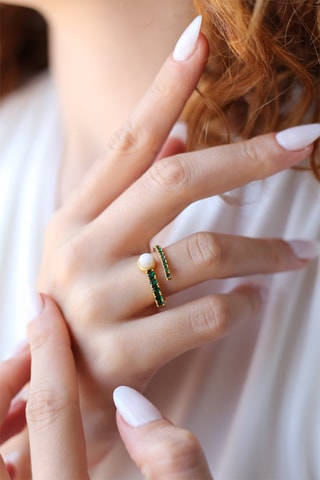 Bague - Plaqué or jaune et pierre de lune