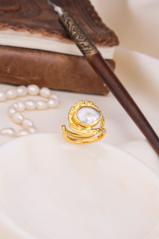 Bague - Plaqué or jaune et perle de culture 