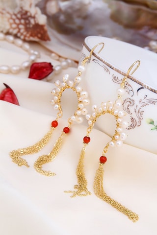 Boucles d'oreilles - Perles de culture et corail