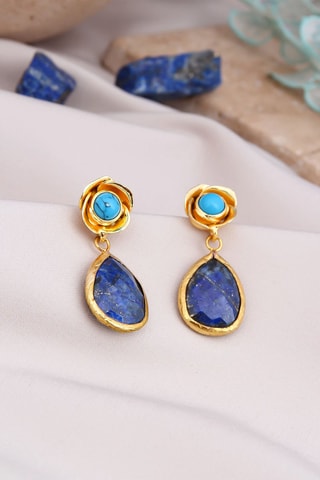 Boucles d'oreilles - Turquoises et lapis-lazuli