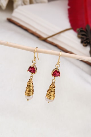 Boucles d’oreilles - Plaqué or jaune, zircons et perles de culture