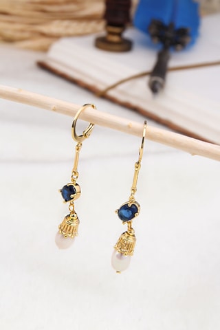 Boucles d’oreilles - Plaqué or jaune, zircons et perles de culture