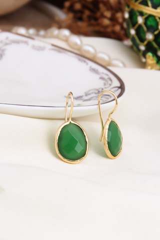 Boucles d'oreilles - Plaqué or jaune et agates