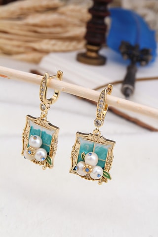 Boucles d’oreilles - Plaqué or jaune, perles de culture et zircons