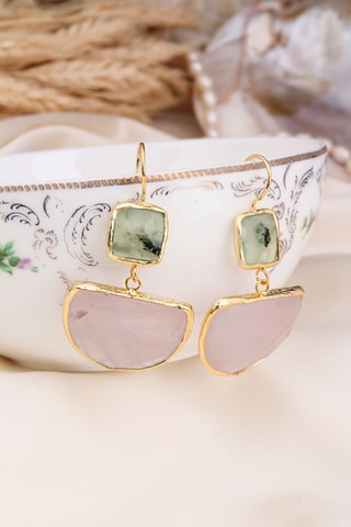 Boucles d’oreilles - Quartz et prehnites