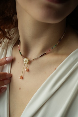 Collier - Plaqué or jaune et tourmalines